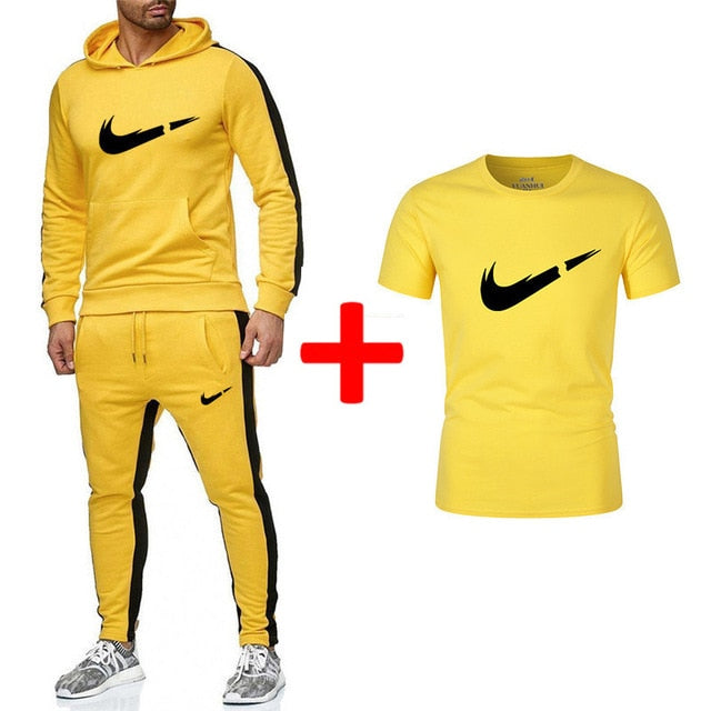 Fashion Brand Hoodies Sweatshirt Men/Women 2019 Hoodie Tracksuit Sport Suit Sweatshirts+Sweatpants+T shirts Sets Fleece Hooded