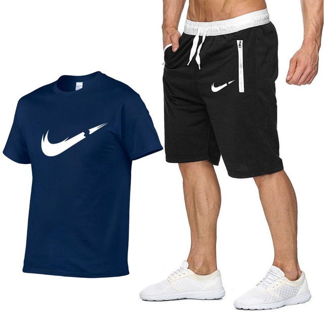 2019 new T Shirt+Shorts Sets Men Letter Printed Summer Suits Casual Tshirt Men Tracksuits Brand Clothing Tops Tees Set Male