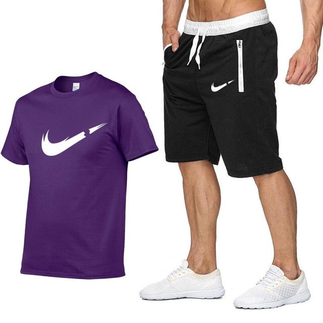 2019 new T Shirt+Shorts Sets Men Letter Printed Summer Suits Casual Tshirt Men Tracksuits Brand Clothing Tops Tees Set Male