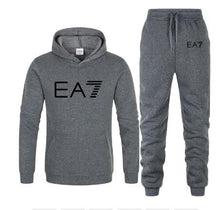 Load image into Gallery viewer, New 2019 Brand Tracksuit Fashion EA7 Men Sportswear Two Piece Sets All Cotton Fleece Thick hoodie+Pants Sporting Suit Male