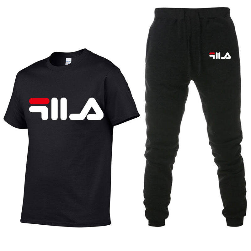 Men's Sets T Shirts+pants Two Pieces Sets Casual Tracksuit Men/Women New Fashion printing suits sportwear Gyms Fitness trousers