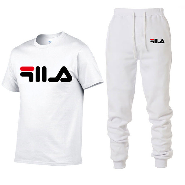 Men's Sets T Shirts+pants Two Pieces Sets Casual Tracksuit Men/Women New Fashion printing suits sportwear Gyms Fitness trousers