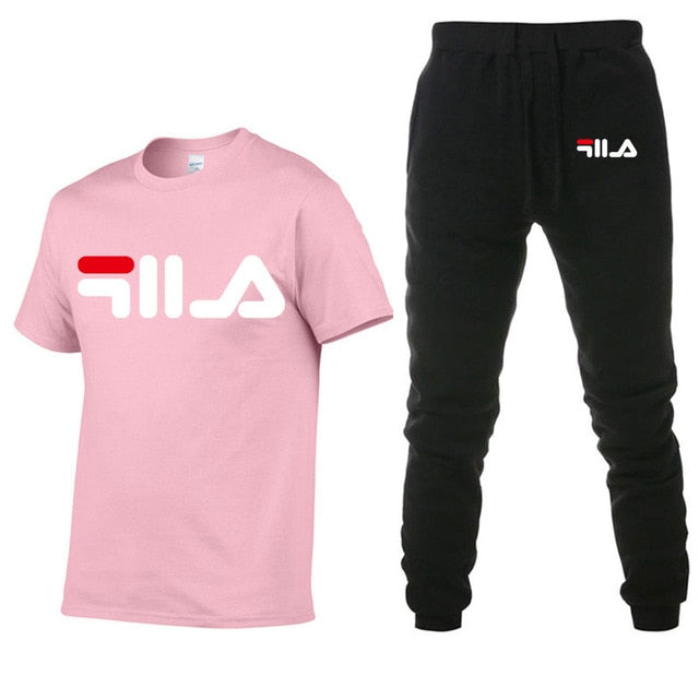 Men's Sets T Shirts+pants Two Pieces Sets Casual Tracksuit Men/Women New Fashion printing suits sportwear Gyms Fitness trousers