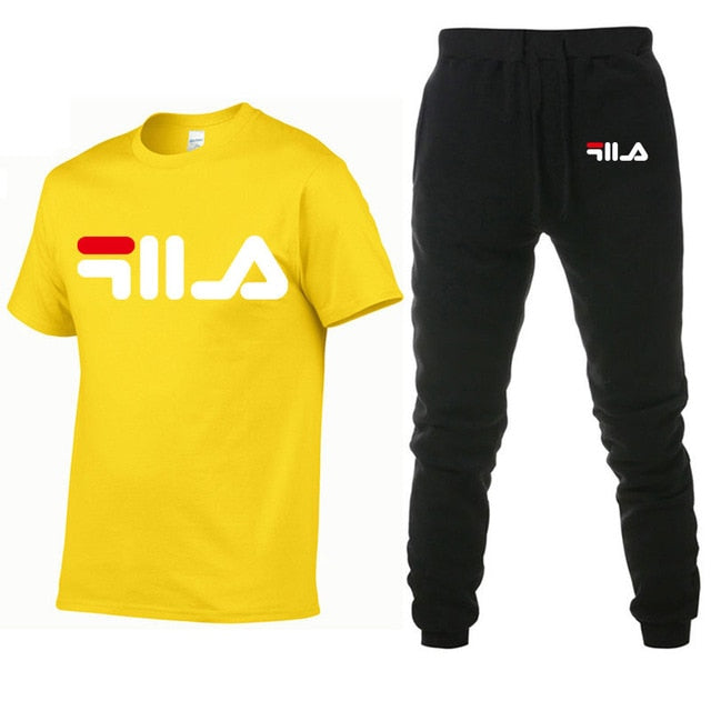 Men's Sets T Shirts+pants Two Pieces Sets Casual Tracksuit Men/Women New Fashion printing suits sportwear Gyms Fitness trousers