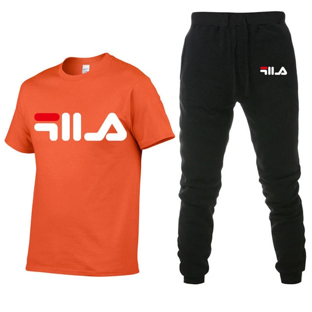 Men's Sets T Shirts+pants Two Pieces Sets Casual Tracksuit Men/Women New Fashion printing suits sportwear Gyms Fitness trousers