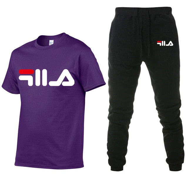 Men's Sets T Shirts+pants Two Pieces Sets Casual Tracksuit Men/Women New Fashion printing suits sportwear Gyms Fitness trousers