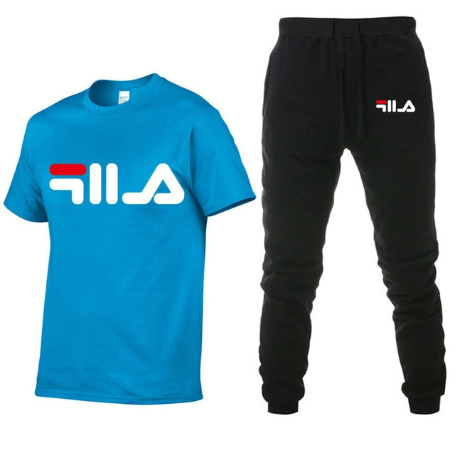 Men's Sets T Shirts+pants Two Pieces Sets Casual Tracksuit Men/Women New Fashion printing suits sportwear Gyms Fitness trousers