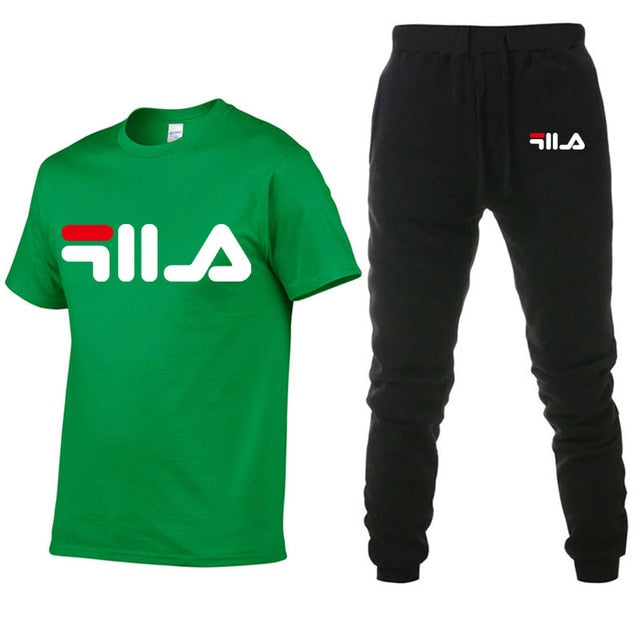 Men's Sets T Shirts+pants Two Pieces Sets Casual Tracksuit Men/Women New Fashion printing suits sportwear Gyms Fitness trousers