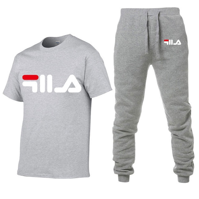 Men's Sets T Shirts+pants Two Pieces Sets Casual Tracksuit Men/Women New Fashion printing suits sportwear Gyms Fitness trousers